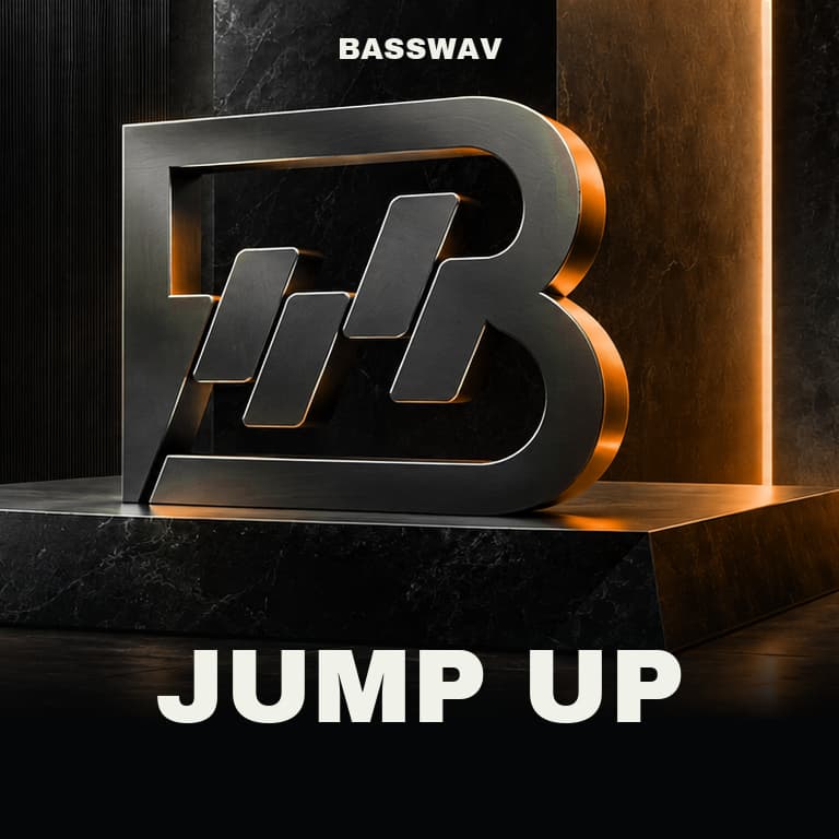 BASSWAV jump up playlist cover with metal B mark
